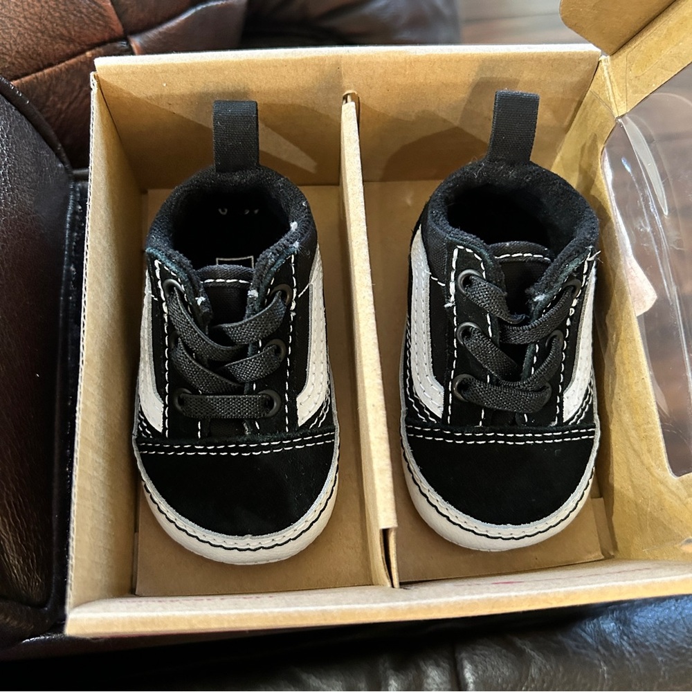 Vans Black and White Baby Walker Shoes